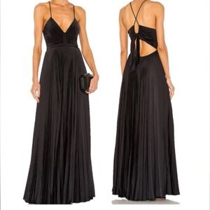 A.L.C Aries Satin Pleated Dress Black